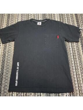 AAPE By A Bathing Ape Men's T-Shirt Black Red Camo Logo Pocket Size Small